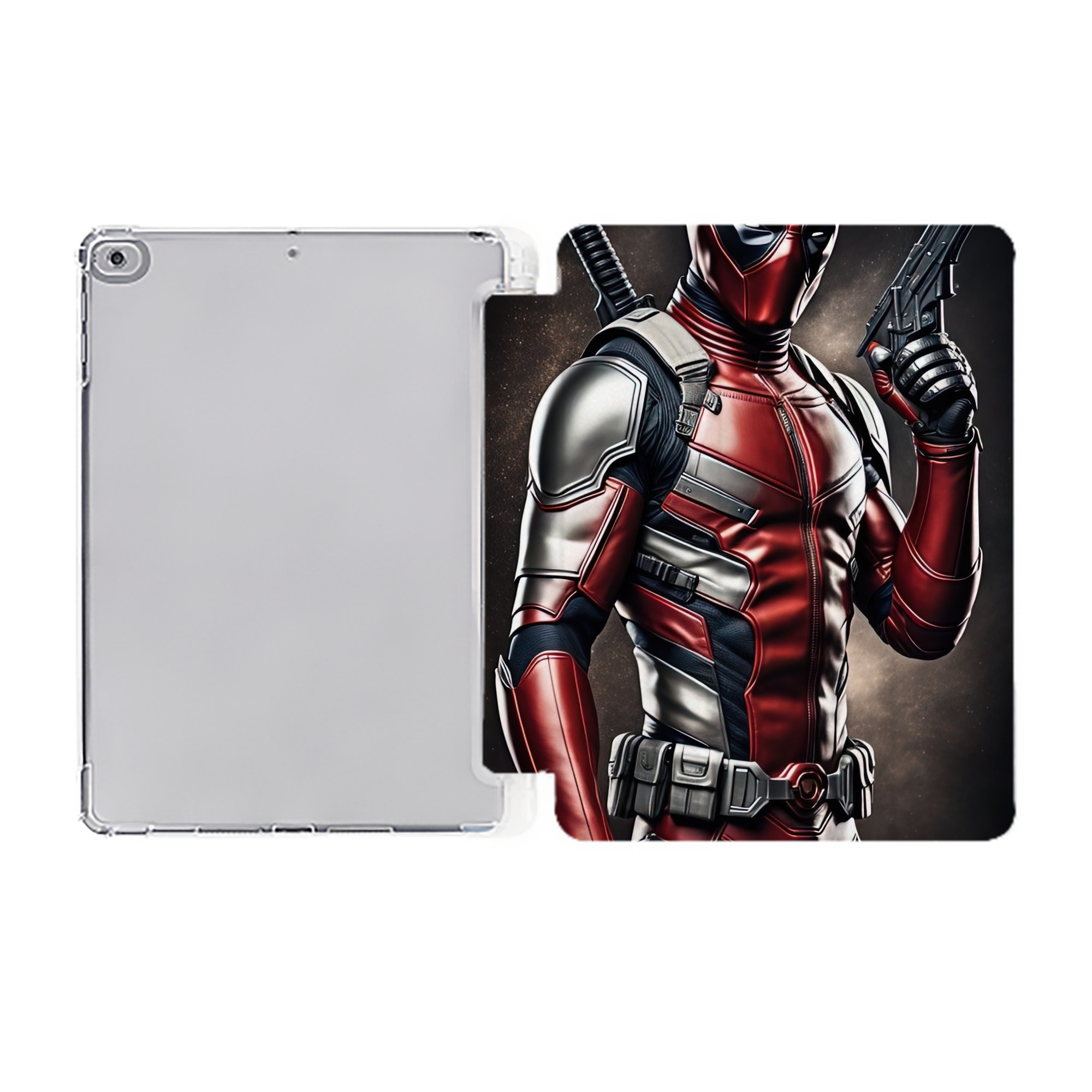 （画像用） Deadpool デッドプール IPad ケース ペン収納付き 三つ折りスタンド PUレザー×シリコン 対応機種9.5/10.5/10.9インチ
